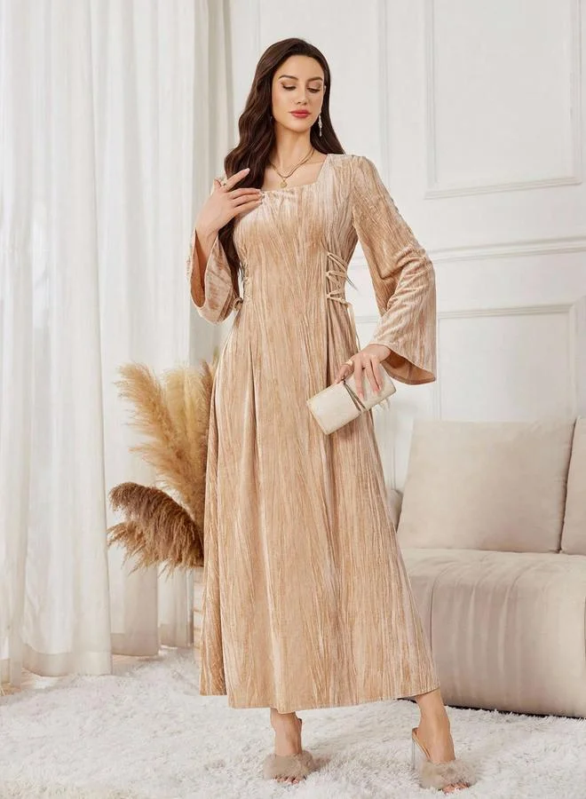 تايك تو فستان طويل بقماش بارز ورباط خصر